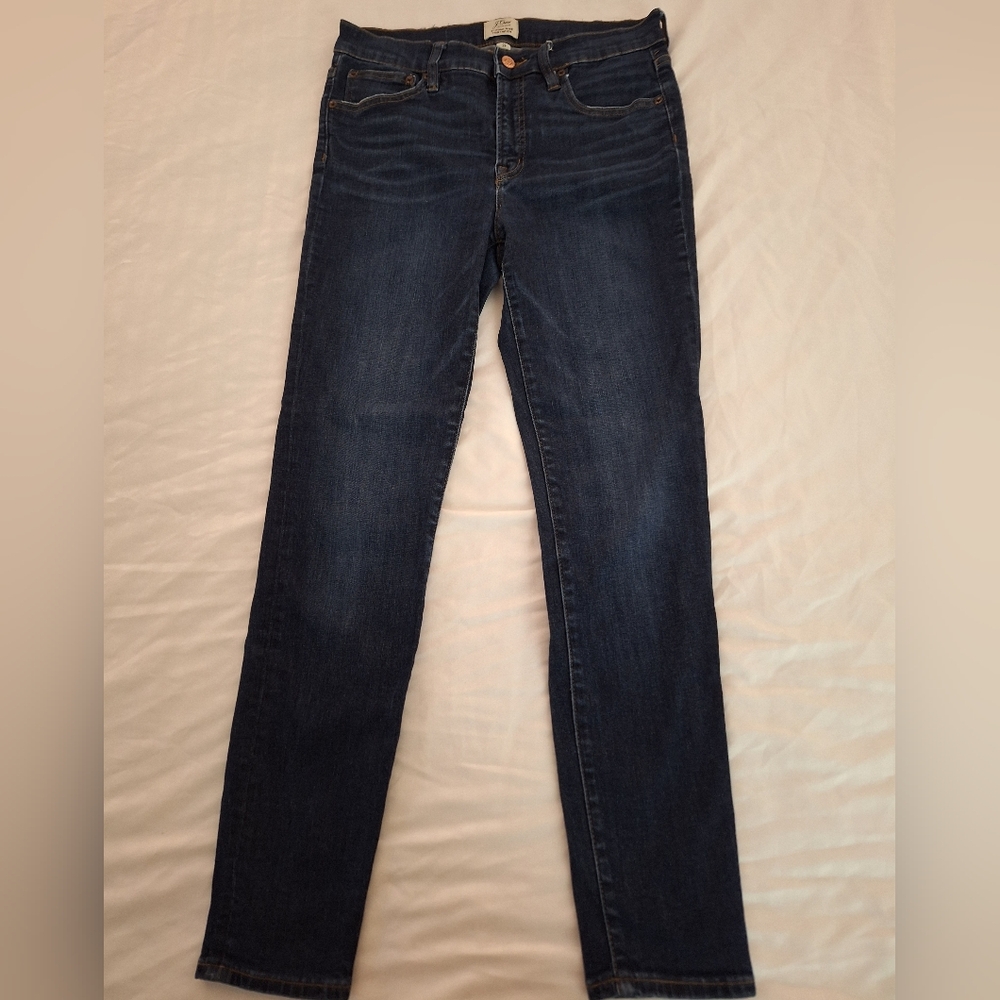 J. Crew Dark Blue Toothpick Women's Skinny Jeans, High Rise, 28